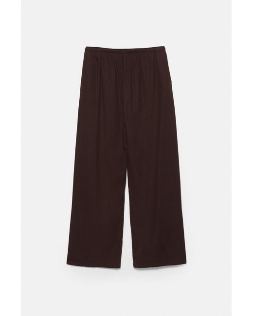 Pull&Bear Soepelvallende Broek Met Linnen in het Brown