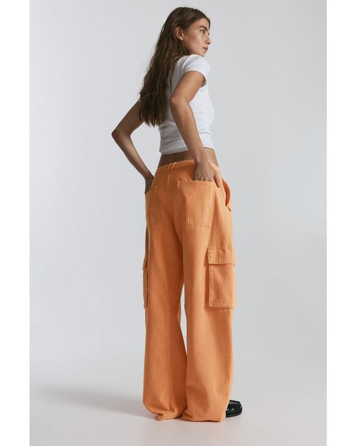 Pull&Bear Orange Balloon Fit Cargo Trousers