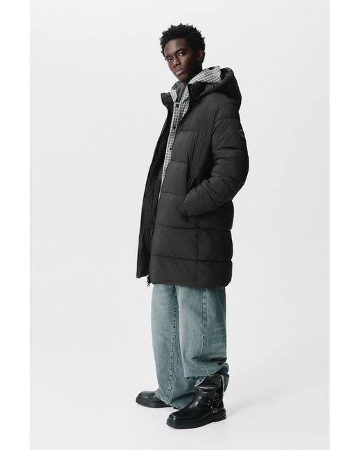 Pull&Bear Lang Gewatteerd Jack in het Black voor heren