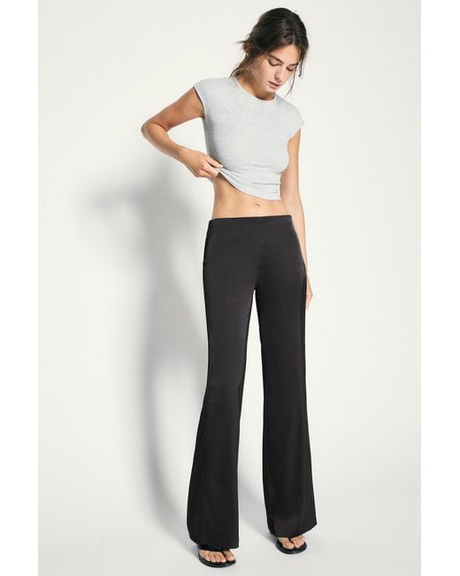 Pull&Bear White Satin Straight-Leg Trousers