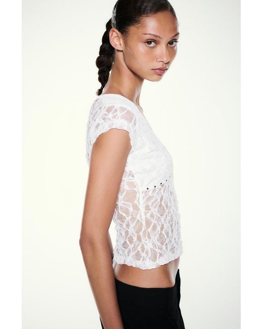 Pull&Bear Blue Studded Lace T-Shirt
