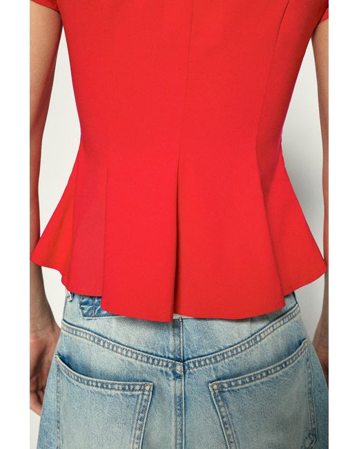 Pull&Bear Red Peplum Top