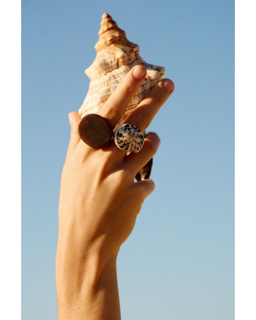 Pull&Bear White Pack Of Shell Rings