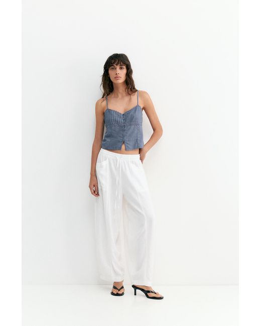 Pull&Bear Blue Linen Blend Camisole Top