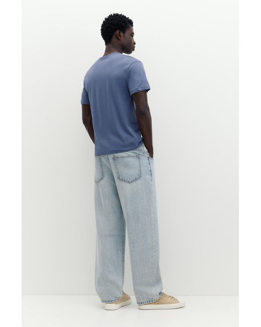 Pull&Bear Blue Slim Fit Basic T-Shirt for men