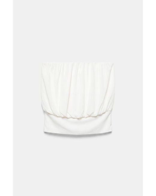 Pull&Bear Brown Strapless Top With Cummerbund Hem
