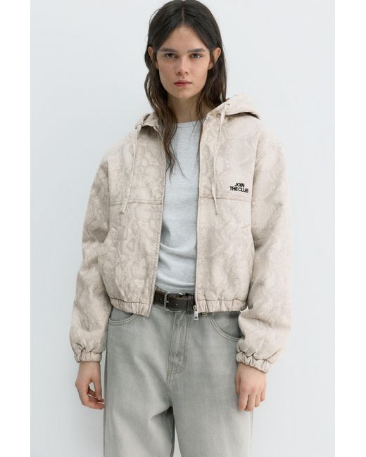 Pull&Bear Jack Met Capuchon Met Slangenprint in het Gray