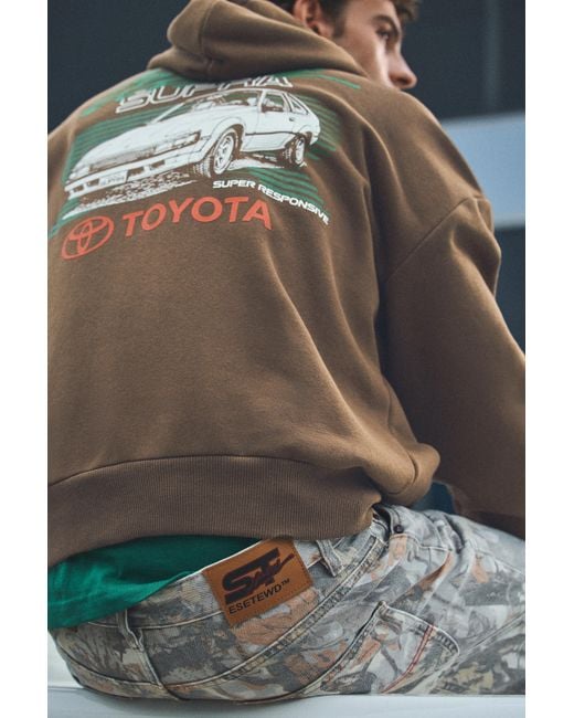 Pull&Bear Gray Toyota Celica Supra Hoodie for men