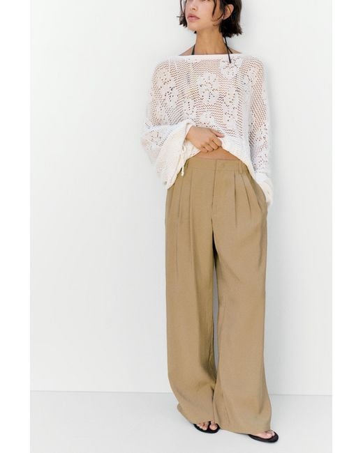 Pull&Bear Multicolor Wide-Leg Darted Trousers