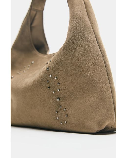 Borsa Shopper Con Borchie di Pull&Bear in Natural