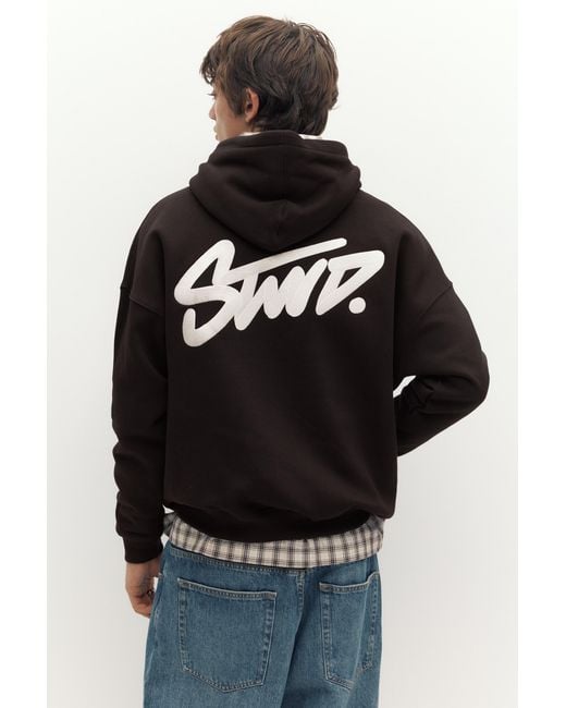 Pull&Bear Black Stwd Hoodie for men