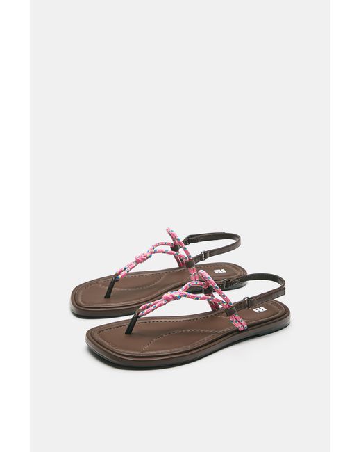 Pull&Bear Brown Flat Rope Sandals