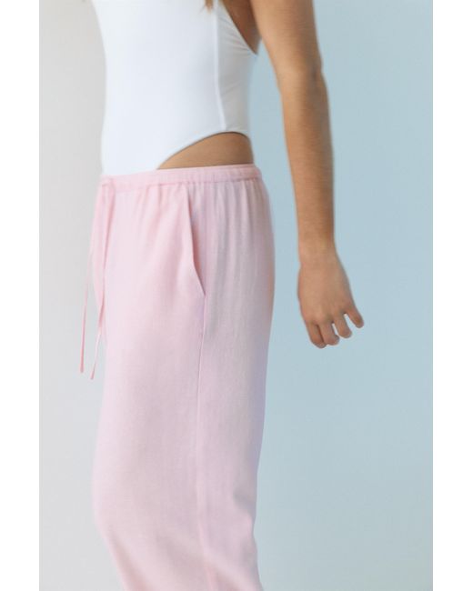 Pull&Bear Soepelvallende Broek Met Linnen in het Multicolor