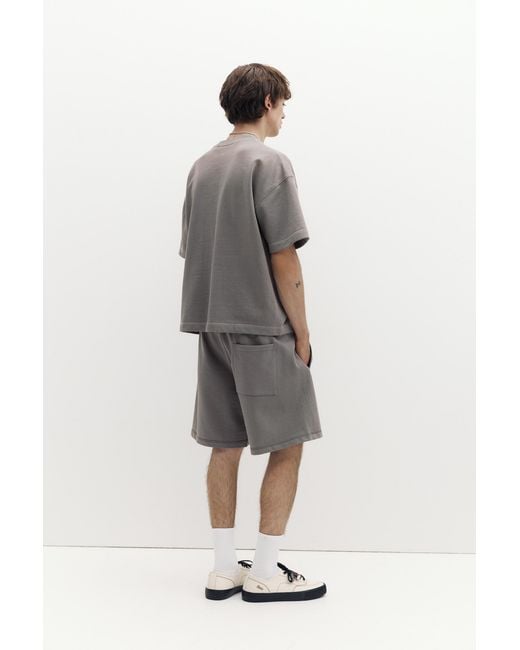 Pull&Bear Gray Bermuda Jogger With Logo for men