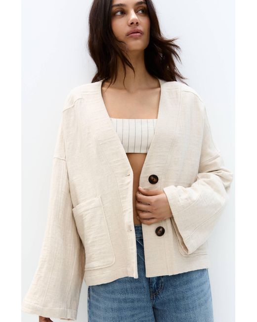 Pull&Bear Blue Rustikale Kimono-Jacke