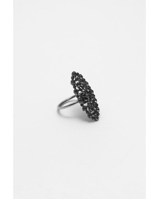 Pull&Bear Black Large Jewel Ring