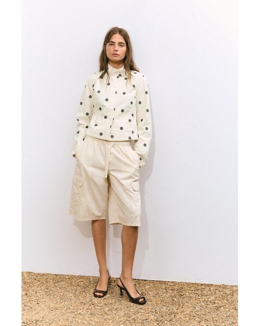 Pull&Bear Green Fitted Polka Dot Jacket