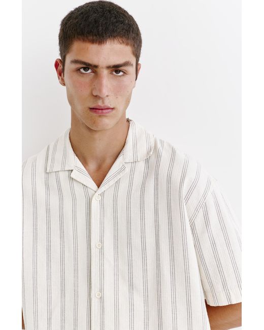 Pull&Bear White Striped Rustic Shirt for men