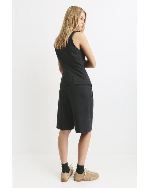 Pull&Bear Black Nadelstreifen-Bermudashorts