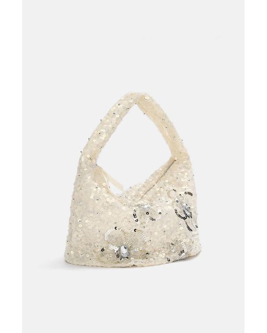 Pull&Bear White Schultertasche Mit Pailletten
