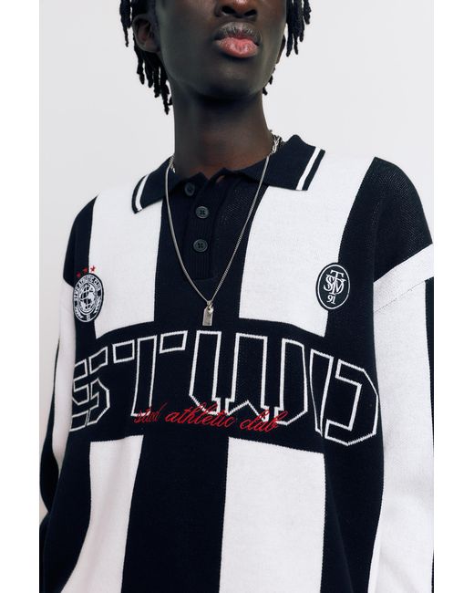 Pull&Bear Gestreepte Stwd Tricot Polo in het Blue voor heren