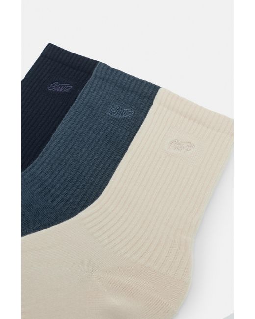 Pull&Bear Blue Pack Of 3 Pairs Of Stwd Socks for men