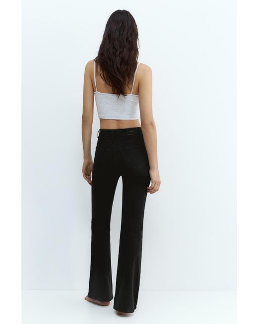 Pull&Bear Black Flared High-Waist Jeans