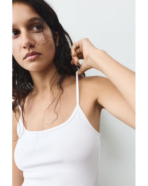 Pull&Bear White Thin Strap Top