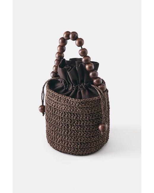 Pull&Bear Brown Bead Bucket Handbag