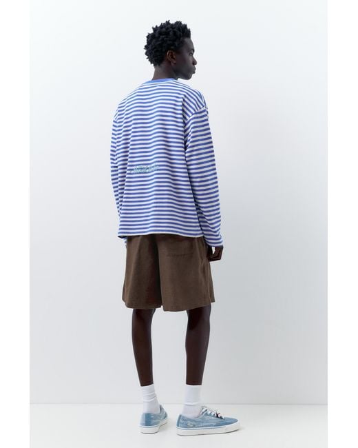 Pull&Bear Blue 100% Linen Bermuda Sweat Shorts for men