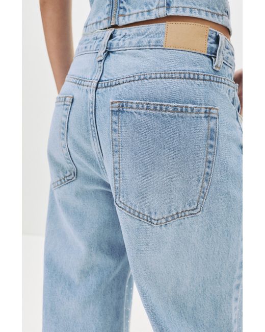 Pull&Bear Blue Glitzer-Baggy-Straight-Jeans