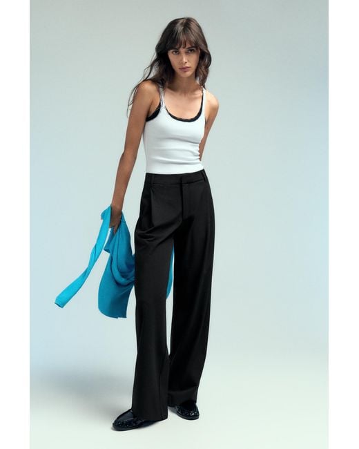 Pull&Bear Black Darted Smart Trousers