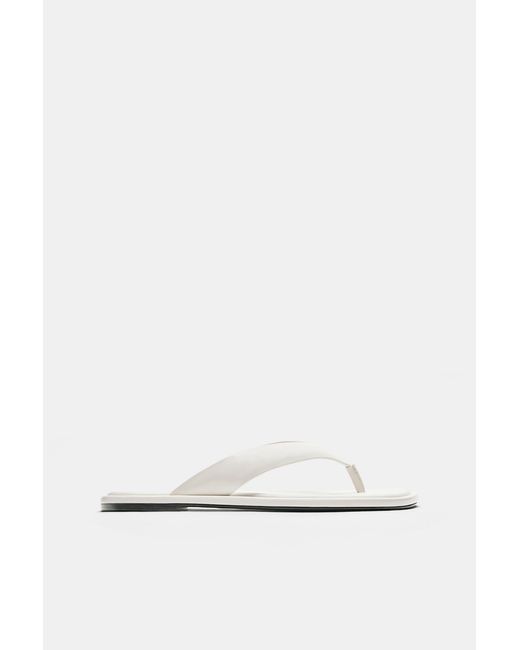 Pull&Bear White Flache Riemchensandalen