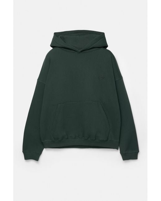 Pull&Bear Green Stwd Embroidered Hoodie for men