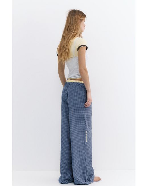 Pull&Bear Pyjamalook Broek Met Ruitjes En Plooien in het Gray