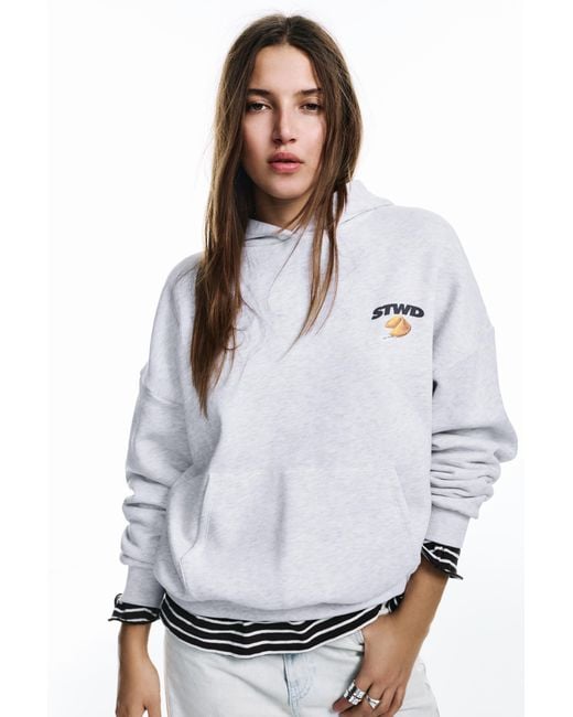 Pull&Bear White Stwd Fortune Cookie Hoodie