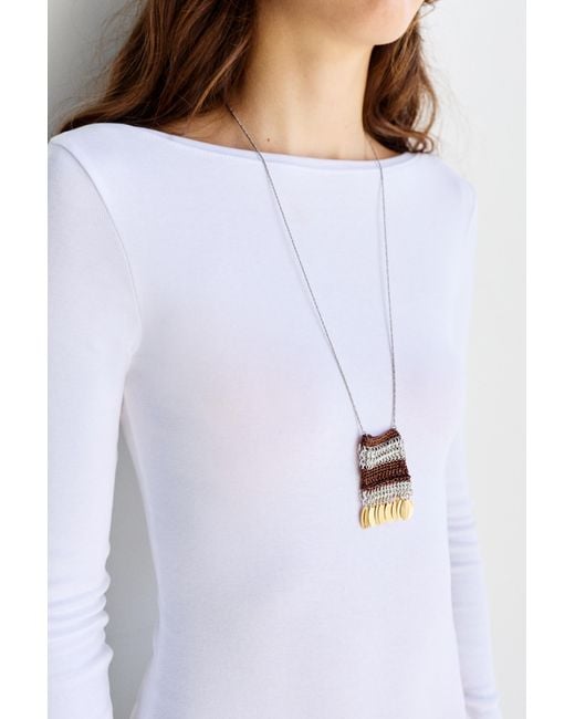 Collier Pendentif Sac Pull&Bear en coloris White