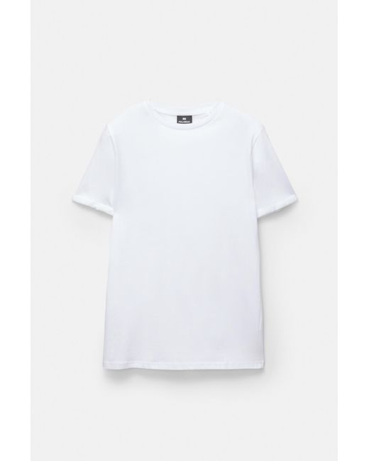 Pull&Bear White Muscle Fit T-Shirt for men