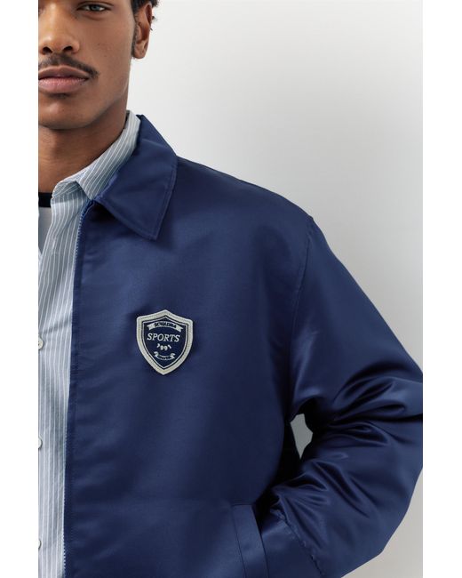 Pull&Bear Blue Embroidered Satin Jacket for men