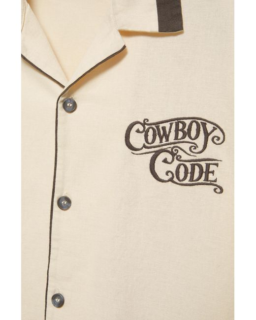 Camicia A Maniche Corte Cowboy Code di Pull&Bear in Natural da Uomo