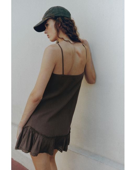 Pull&Bear Brown Frill Strap Dress