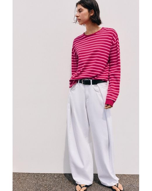 Pull&Bear Pink Oversize Long Sleeve T-Shirt