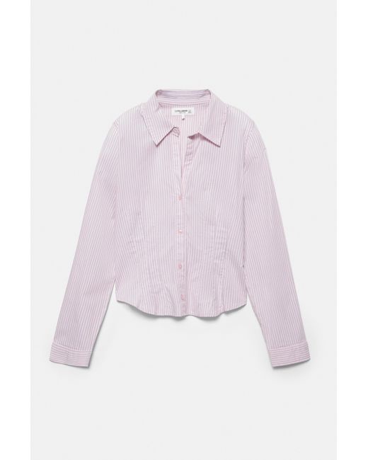Pull&Bear Blue Darted Fitted Shirt