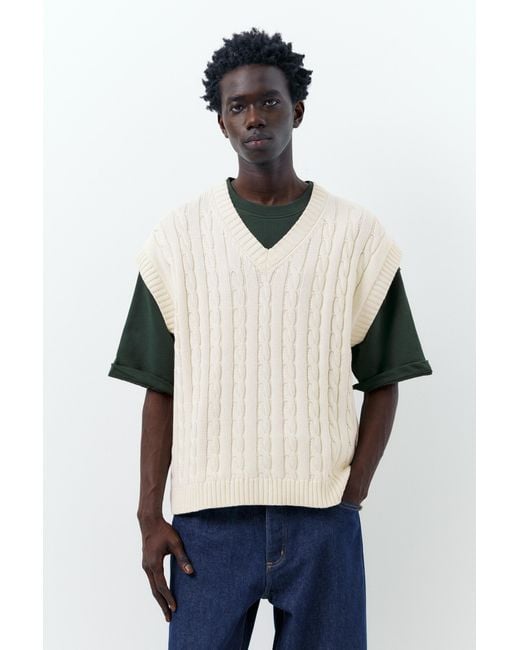 Pull&Bear Multicolor Cable-Knit Vest for men