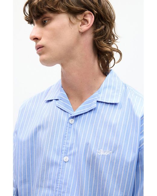 Pull&Bear Kurzarm-Hemd Mit Streifen Stwd in Blue für Herren