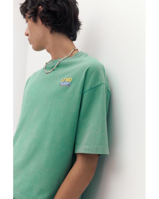 Pull&Bear Green Stwd Graphic T-Shirt for men