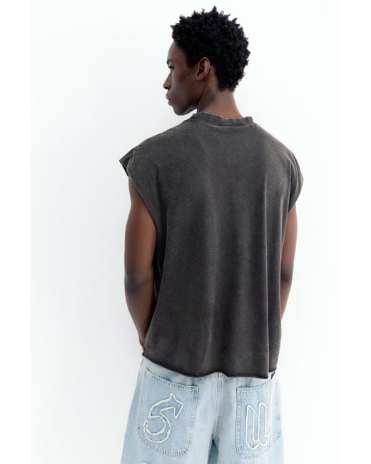 Pull&Bear Singlet Met Acid Wash in het Gray voor heren