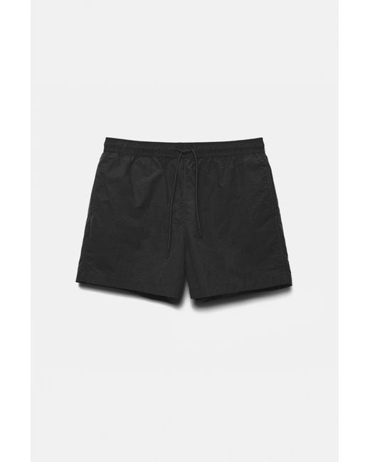 Pull&Bear Green Regular Fit Swim Shorts for men