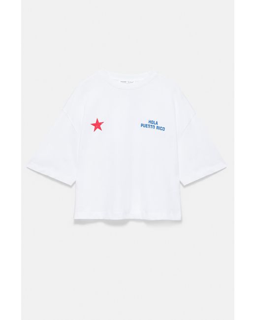 Pull&Bear White Puerto Rico Graphic T-Shirt
