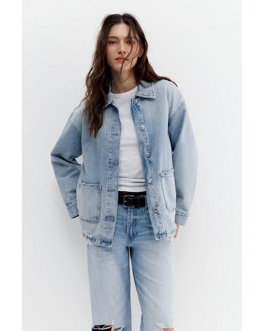 Pull&Bear Blue Worker Denim Overshirt